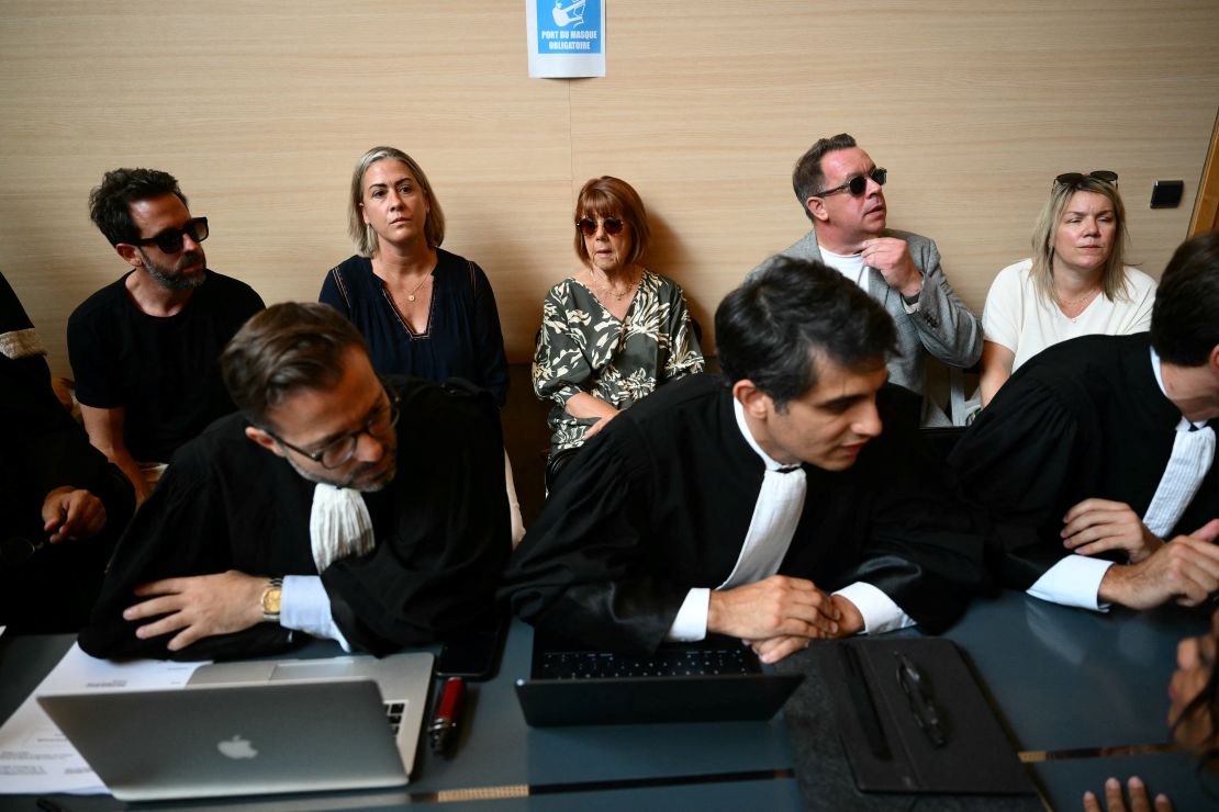 Gisèle, center, at the courthouse on Monday in Avignon, France.