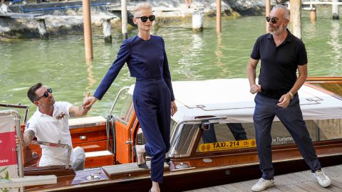 VENICE, ITALY - SEPTEMBER 2: Tilda Swinton is seen arriving at the 81st Venice International Film Festival on September 2, 2024 in Venice, Italy. (Photo by MEGA/GC Images)