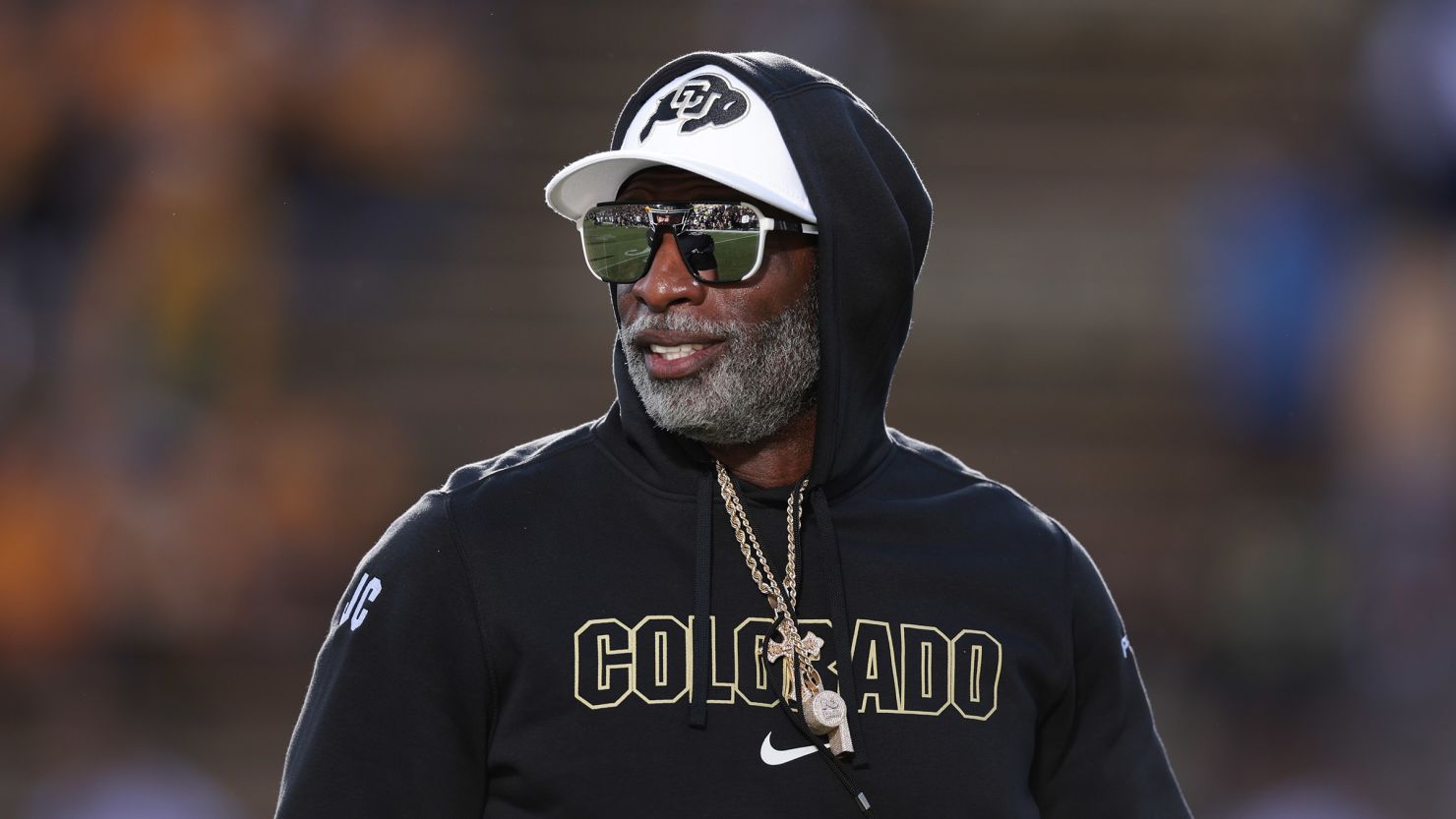 Head coach Deion Sanders looks on prior to the Colorado Buffaloes' game against the North Dakota State Bison.