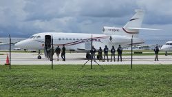 Venezuelan President Nicolas Maduro's aircraft, a Dassault Falcon 900EX private jet, after being seized by US law enforcement officials is seen in Fort Lauderdale, Florida. United States officials moved to take the aircraft, a Dassault Falcon 900EX private jet used by Maduro and members of his government, with the Justice Department saying the jet was "illegally purchased." (Photo by Miguel GUTIERREZ / AFP) (Photo by MIGUEL GUTIERREZ/AFP via Getty Images)