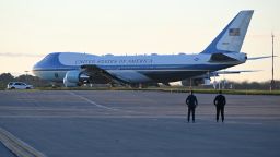 US Secret Service agents watch as Air Force One carrying US President Joe Biden prepares to take off from Pittsburgh International Airport in Pittsburgh, Pennsylvania, on September 2, 2024. Biden is returning to Washington, DC, after attending a campaign event. (Photo by ANDREW CABALLERO-REYNOLDS / AFP) (Photo by ANDREW CABALLERO-REYNOLDS/AFP via Getty Images)