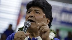 Former Bolivian President Evo Morales speaks during the inauguration of the national congress of his party Movimiento al Socialismo (MAS) in Villa Tunari, Chapare Province, Bolivia, on September 3, 2024. The Bolivian government postponed without date a referendum to reform the presidential reelection after judicial observations on its procedures, at a time of confrontation between President Luis Arce and the indigenous leader Evo Morales ahead of the 2025 presidential elections. (Photo by David FLORES / AFP) (Photo by DAVID FLORES/AFP via Getty Images)