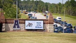 WINDER, GEORGIA - SEPTEMBER 4: Cars line the road as parents arrive to meet students after a shooting at Apalachee High School on September 4, 2024 in Winder, Georgia. Multiple fatalities and injuries have been reported and a suspect is in custody according to authorities. (Photo by Megan Varner/Getty Images)