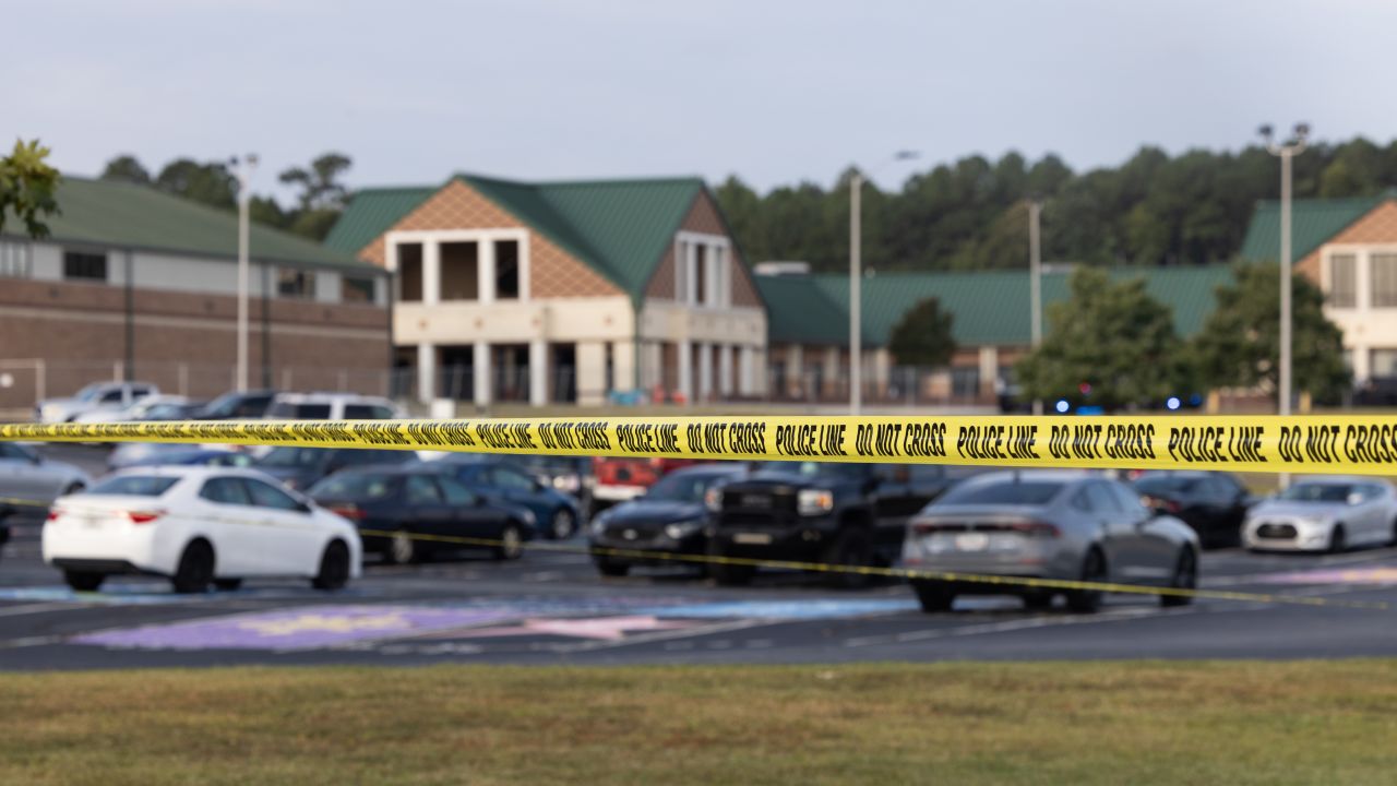 WINDER, GEORGIA - SEPTEMBER 5: Police tape surrounds the perimeter of Apalachee High School on September 5, 2024 in Winder, Georgia. Two students and two teachers were shot and killed at the school on September 4, and a 14-year-old suspect, who is a student at the school, is in custody. (Photo by Jessica McGowan/Getty Images)