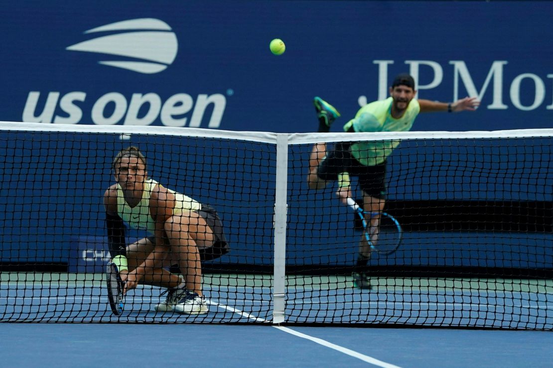 Vavassori serves against Townsend and Young in the US Open mixed doubles final.