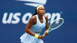 NEW YORK, NEW YORK - SEPTEMBER 01: Coco Gauff of the United States gets ready to return a shot against Emma Navarro of the United States during their Women's Singles Fourth Round match on Day Seven of the 2024 US Open at USTA Billie Jean King National Tennis Center on September 01, 2024 in the Flushing neighborhood of the Queens borough of New York City. (Photo by Jamie Squire/Getty Images)