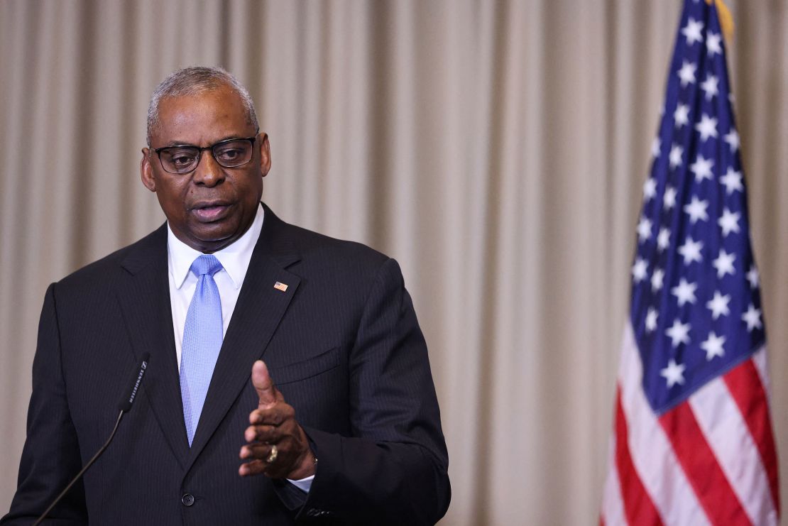 US Defense Secretary Lloyd Austin, speaking September 6, 2024, at US air base in Germany.