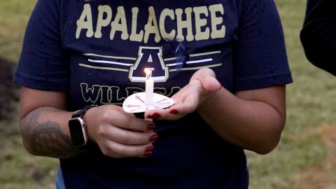 WINDER, GEORGIA - SEPTEMBER 06: Community , students, and faculty of Apalachee High School come together for a vigil on September 6, 2024 in Winder, Georgia. Two students and two teachers were shot and killed at Apalachee High School by a 14 year old student on September 4th, at least nine others were also injured in the incident.  (Photo by Megan Varner/Getty Images)