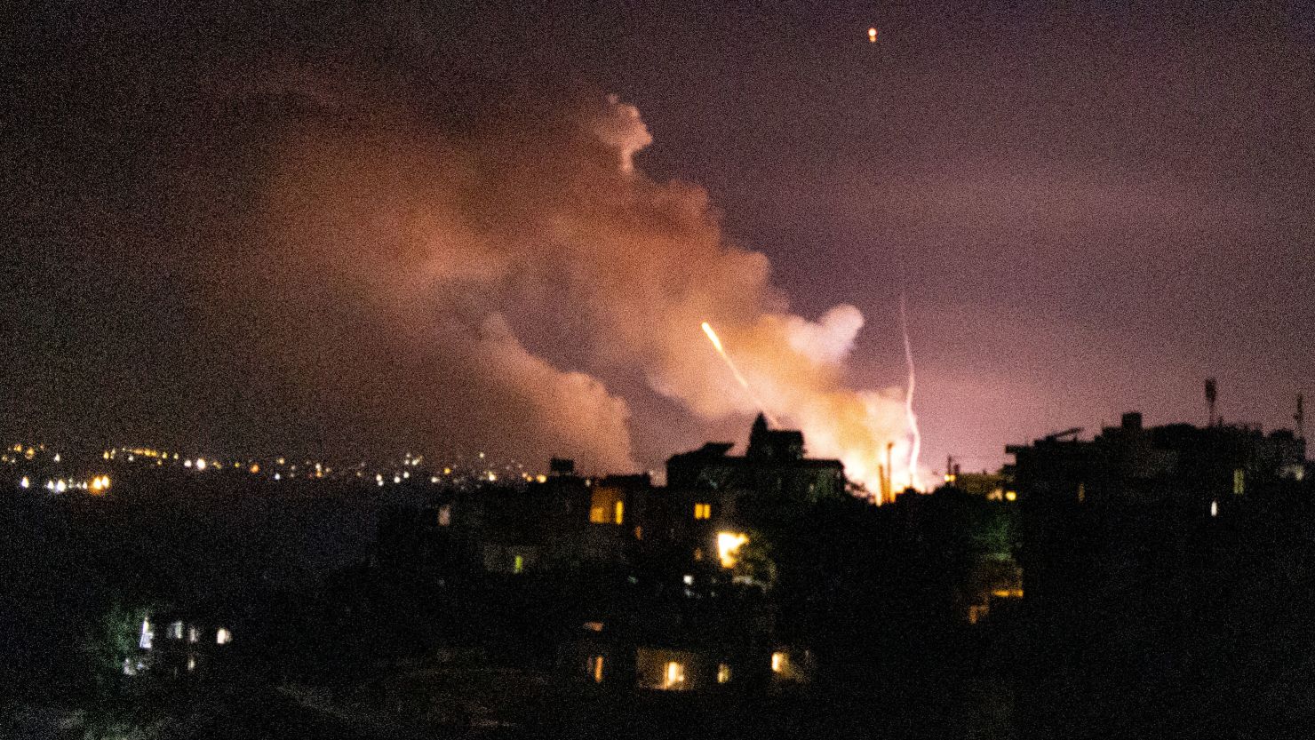 Smoke rises following an Israeli strike on a target between the villages of Ghandourieh and Froun in southern Lebanon late on September 6, 2024.