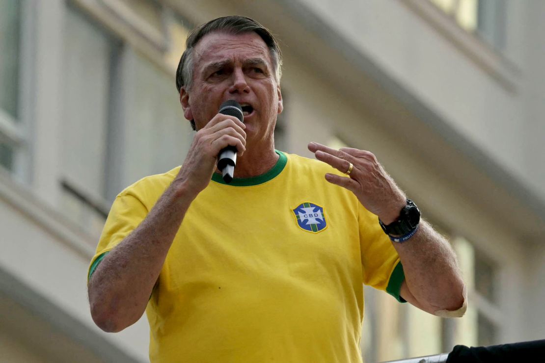 Former Brazilian President Jair Bolsonaro speaks to supporters during an Independence day rally in Sao Paulo, Brazil, on September 7, 2024.