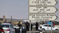 Israeli security forces gather at the scene of a reported attack near the Allenby Crossing between the occupied West Bank and Jordan on September 8, 2024, where the Israeli military said a truck driver opened fire, killing three Israelis. (Photo by Ahmad GHARABLI / AFP) (Photo by AHMAD GHARABLI/AFP via Getty Images)