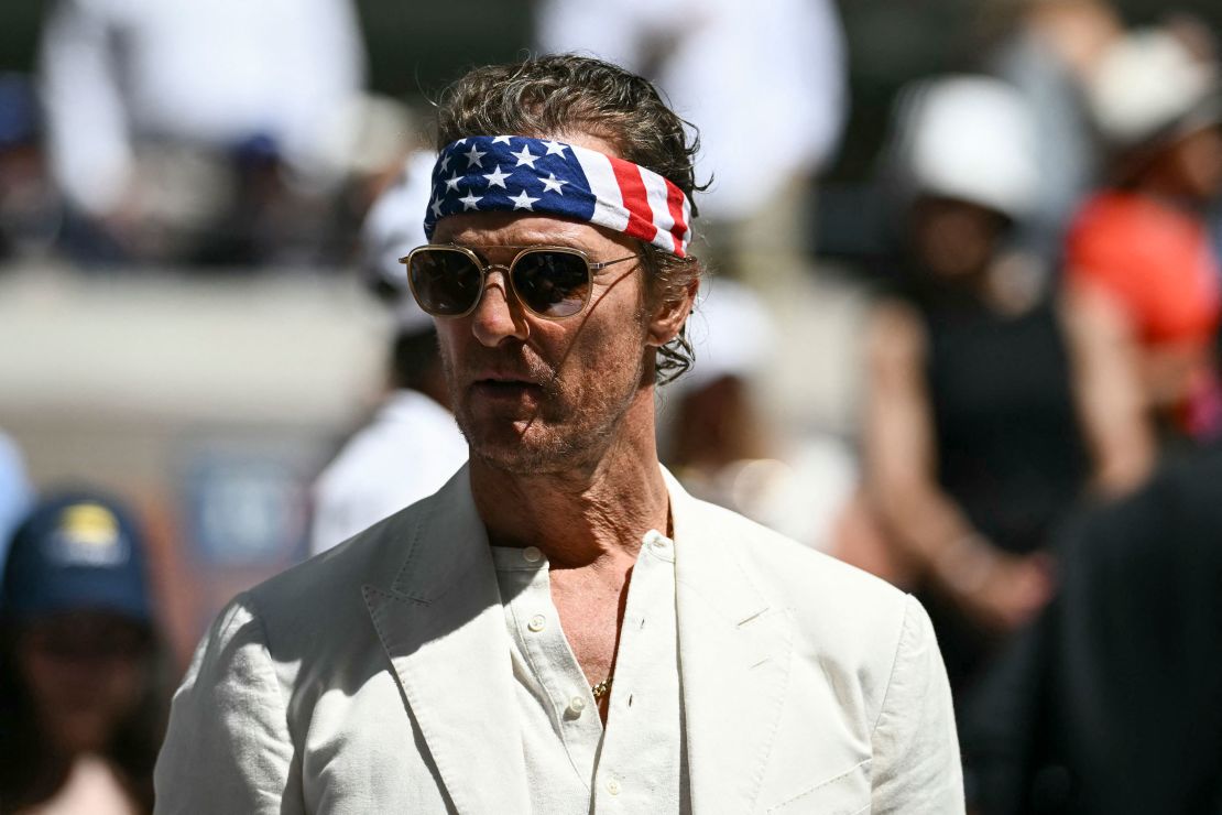 Matthew McConaughey at the US Open final in New York on Sunday.