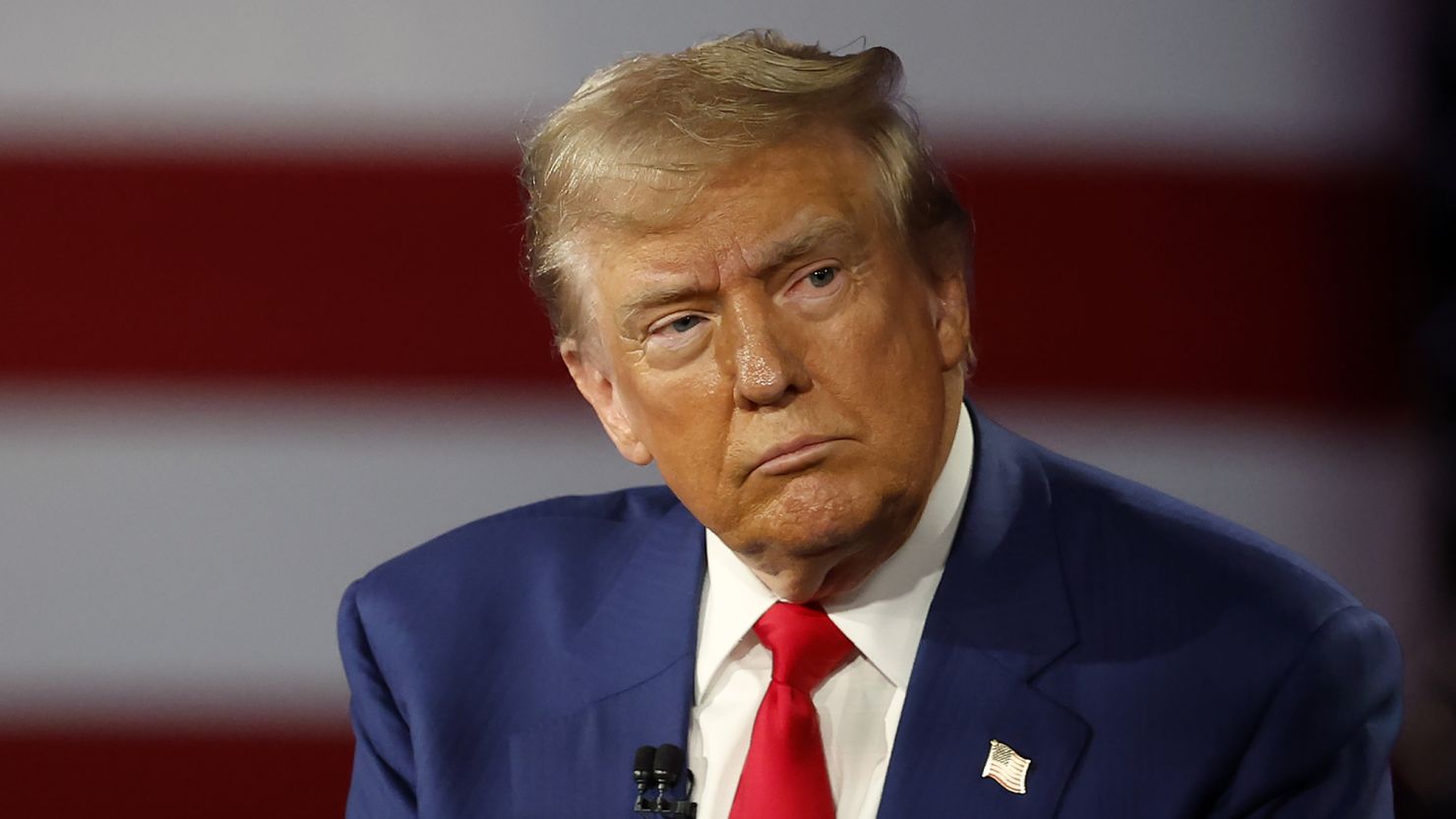 Former President Donald Trump participates in a Fox News Town Hall with Sean Hannity at the New Holland Arena in Harrisburg, Pennsylvania, on September 4, 2024.