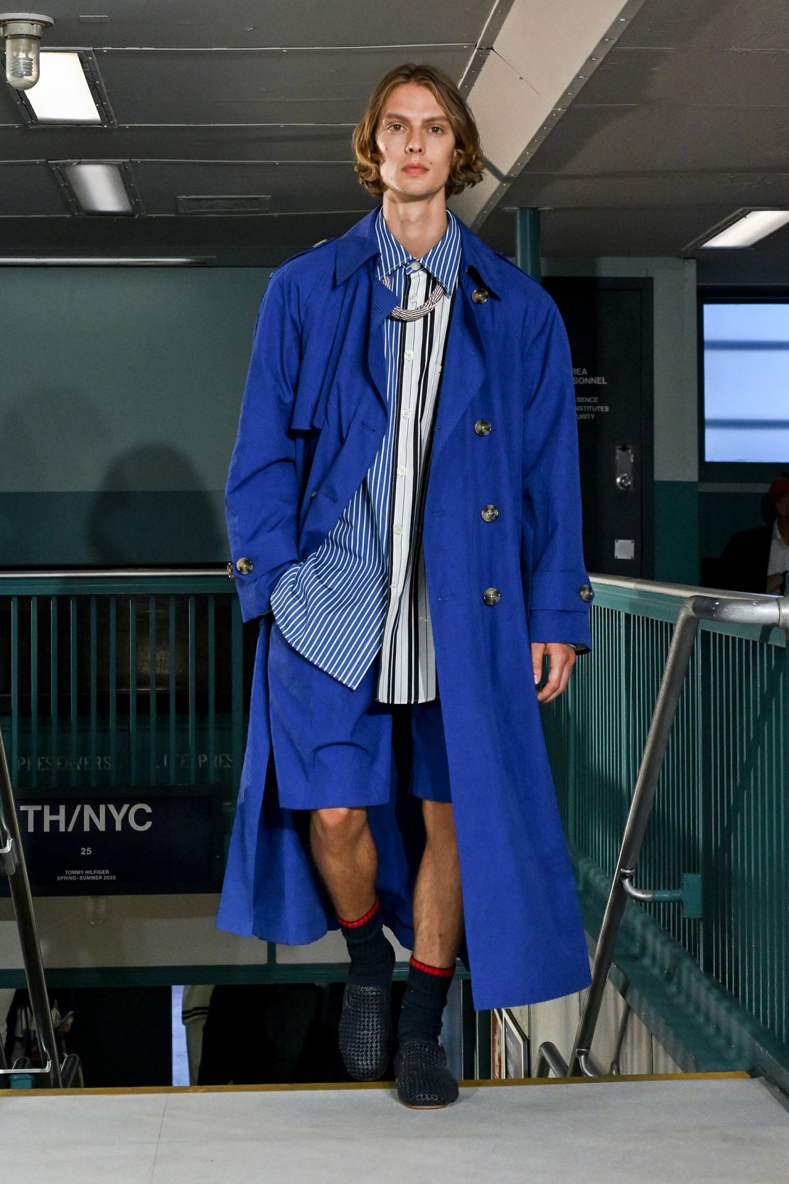 Models snaked around the bottom of a decommissioned Staten Island Ferry, which was permanently anchored at the South Street Seaport.