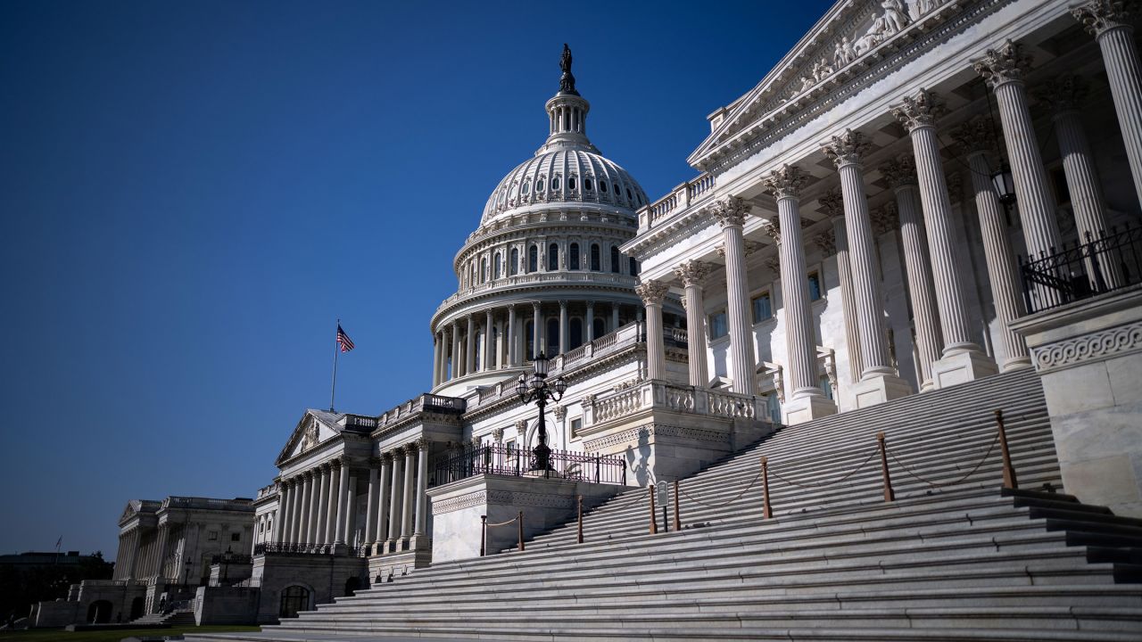An exterior view of the U.S. Capitol in Washington, DC, on September 9, 2024.