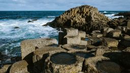 Illustration of the Giant s Causeway, a geological formation of 40,000 hexagonal basalt columns plunging into the ocean and listed as a UNESCO World Heritage Site in Bushmills, County Antrim, Northern Ireland, on August 9, 2024. (Photo by Pat Batard / Hans Lucas via AFP) (Photo by PAT BATARD/Hans Lucas via AFP/AFP via Getty Images)
