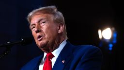 Republican presidential nominee, former U.S. President Donald Trump addresses the Economic Club of New York on September 5, 2024, in New York City.