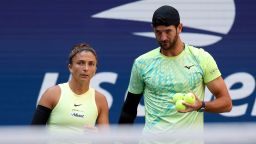Sara Errani, left, and Andrea Vavassori during the mixed doubles final match of the 2024 US Open at USTA Billie Jean King National Tennis Center in New York, on September 5, 2024.