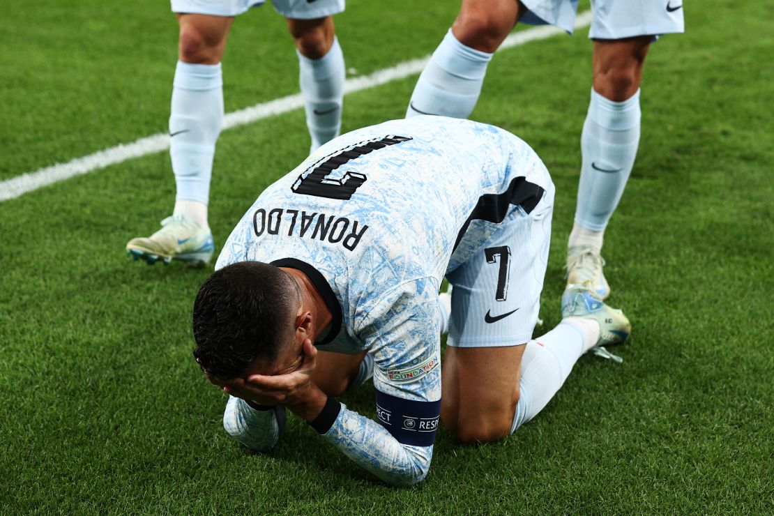 Cristiano Ronaldo is overcome with emotion after scoring his 900th career goal.