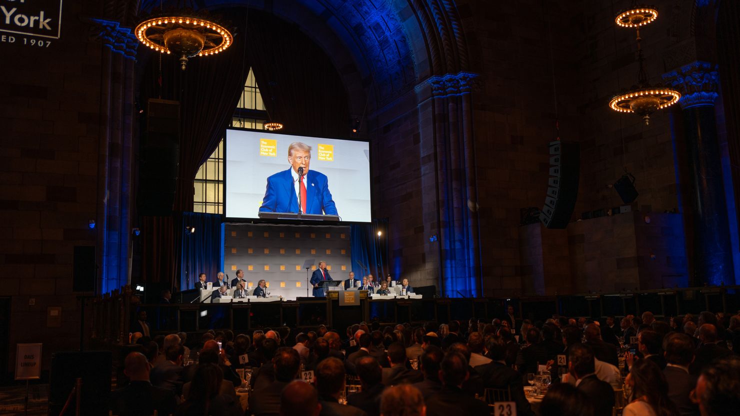 Former President Donald Trump addresses the Economic Club of New York on September 5 in New York City.