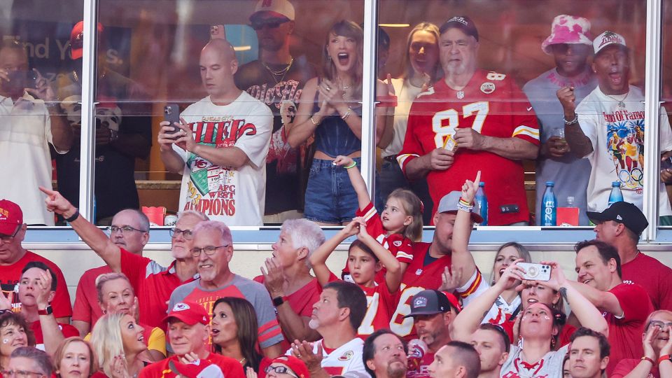 Taylor Swift and Ed Kelce the Chiefs-Ravens game at Arrowhead Stadium in Kansas City on Thursday. – Christian Petersen/Getty Images