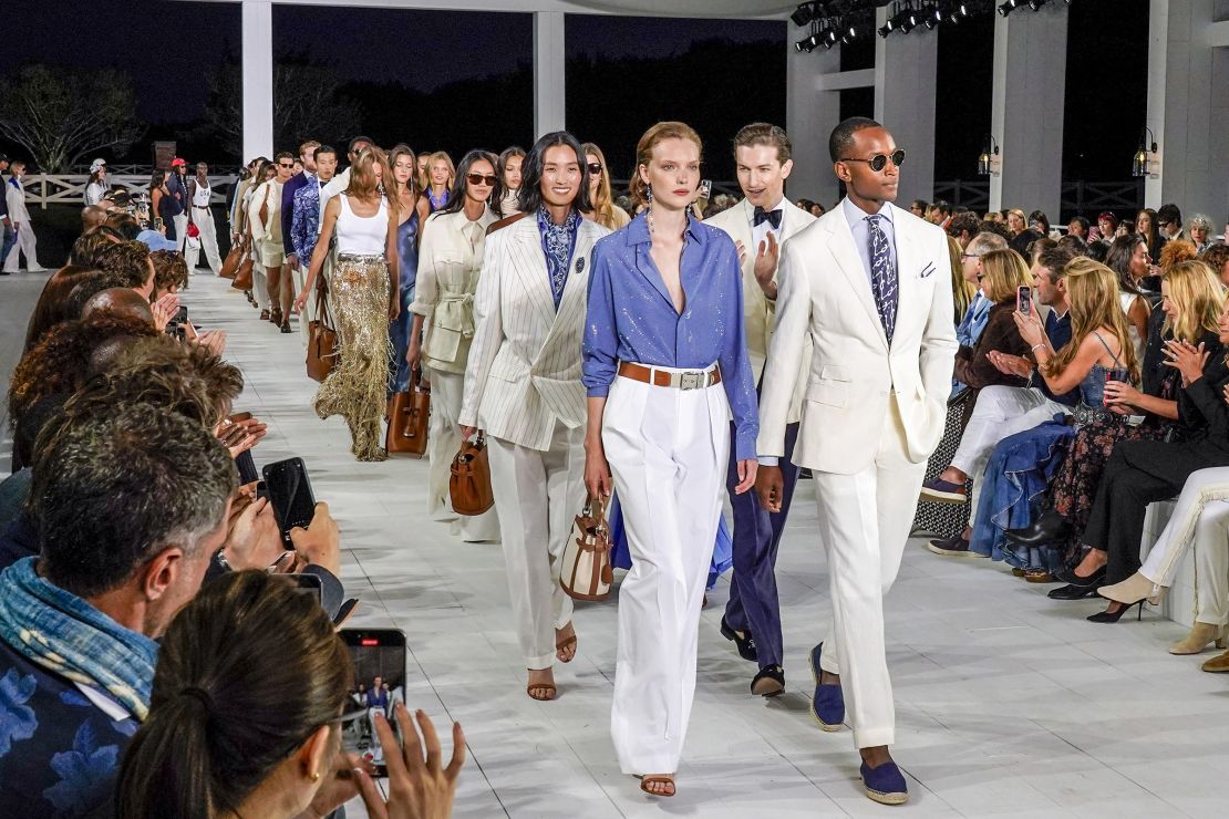 (After Labor Day) Ralph Lauren was all about bright white, with new interpretations of equestrian-influenced Northeast Coast styles and codes.