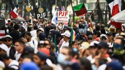 Employees of the judiciary take part in a protest against the judicial reform proposed by the government in Mexico City on September 10, 2024. Mexican President Andres Manuel Lopez Obrador's controversial reform, which proposes the popular election of judges and magistrates, began its final stage in the Senate on Tuesday amid protests, tensions with the United States, and economic nervousness. (Photo by Rodrigo Oropeza / AFP) (Photo by RODRIGO OROPEZA/AFP via Getty Images)