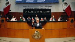 National Action Party Senator Miguel Angel Yunes (C) addresses lawmakers in the legislature's upper house during the legislation of the judicial reform proposed by the government at the National Congress in Mexico City on September 10, 2024. Mexican President Andres Manuel Lopez Obrador's controversial reform, which proposes the popular election of judges and magistrates, began its final stage in the Senate on Tuesday amid protests, tensions with the United States, and economic nervousness. (Photo by Cesar SANCHEZ / AFP) (Photo by CESAR SANCHEZ/AFP via Getty Images)