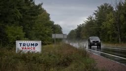 REMINGTON, WISCONSIN - SEPTEMBER 06: A sign along a roadway shows support for Republican presidential nominee, former U.S. President Donald Trump on September 06, 2024 near Remington, Wisconsin. Recent polling has Democratic presidential, nomiee U.S. Vice President Kamala Harris leading Trump in the battleground state with 50 percent of likely voters supporting her over 44 percent supporting Trump. (Photo by Scott Olson/Getty Images)