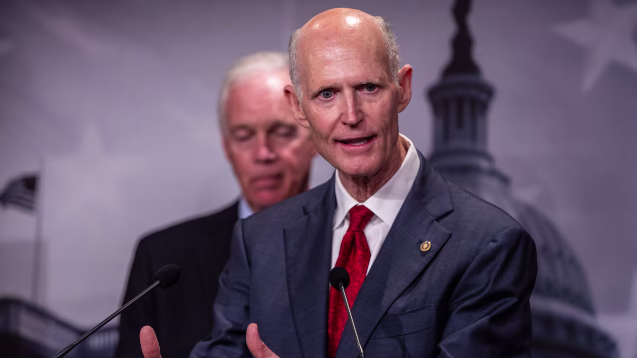 Sen. Rick Scott speaks during a press conference on September 11 in Washington, DC.