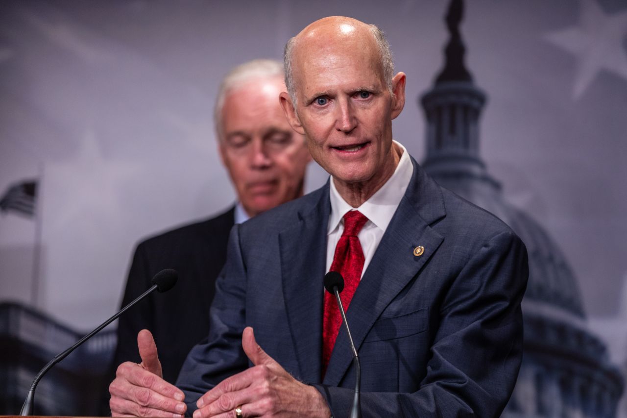 Sen. Rick Scott speaks during a press conference on September 11 in Washington, DC.