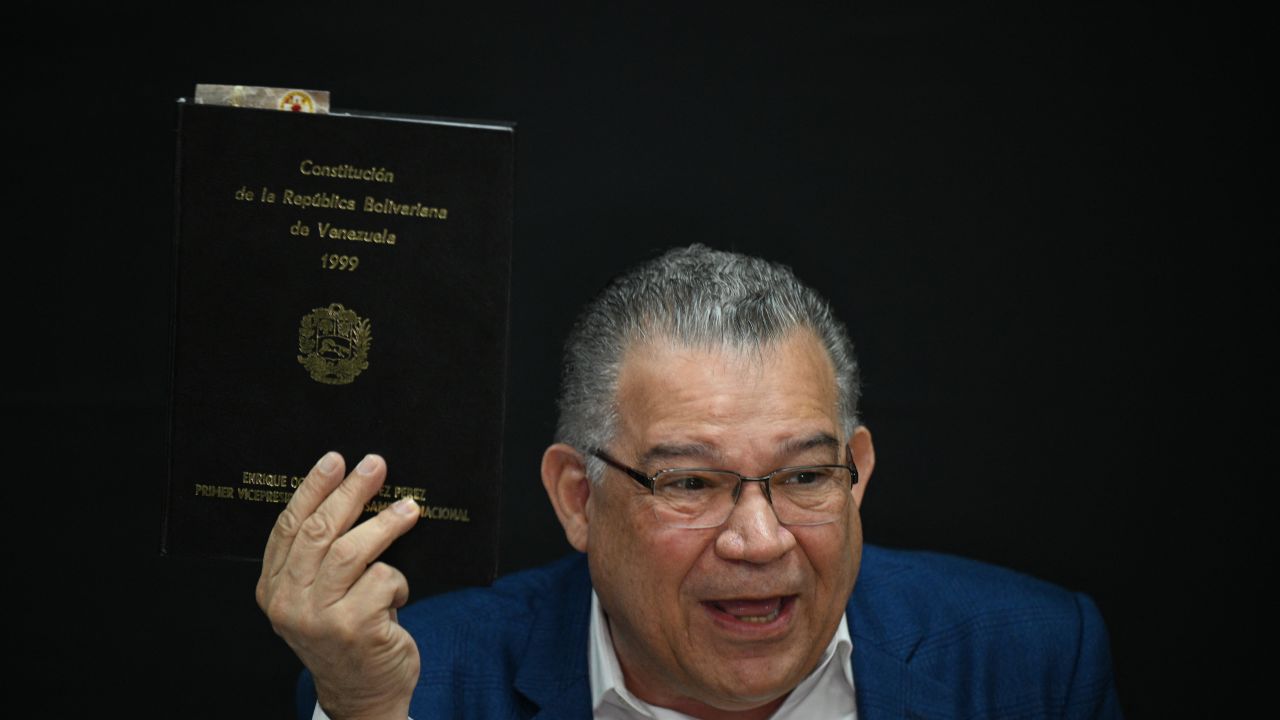 Venezuelan former presidential candidate Enrique Marquez speaks during a press conference in Caracas on September 12, 2024. (Photo by Federico PARRA / AFP) (Photo by FEDERICO PARRA/AFP via Getty Images)