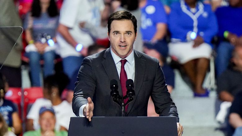 Representative Jeff Jackson, a Democrat from North Carolina and North Carolina attorney general candidate, during a campaign event with US Vice President Kamala Harris, not pictured, at Bojangles Arena in Charlotte, North Carolina, US, on Thursday, Sept. 12, 2024.
