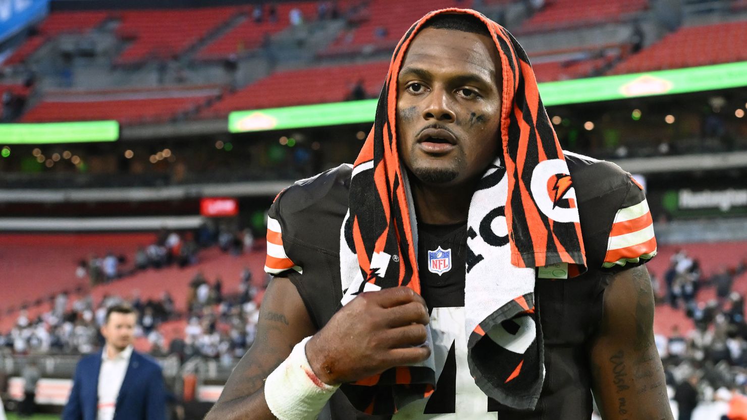 Deshaun Watson looks on after the Browns game against the Dallas Cowboys on Sunday