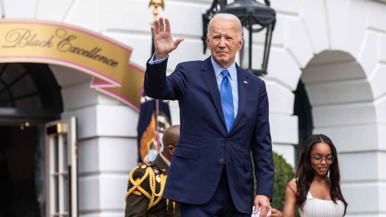 WASHINGTON, DC - SEPTEMBER 13: U.S. President Joe Biden arrives for a brunch held to celebrate Black Excellence on the South Lawn of the White House on September 13, 2024 in Washington, DC. President Biden hosted the brunch during the Congressional Black Caucus Foundation's annual Legislative Conference week to recognize achievements in the Black community. (Photo by Anna Rose Layden/Getty Images)