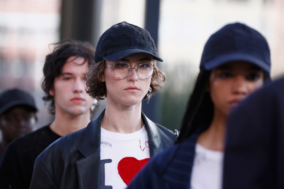 Ella Emhoff sat front row at several shows during the week but walked the runway for Coach in a classic “I Love New York” tee-shirt embroidered with scrawled notes.