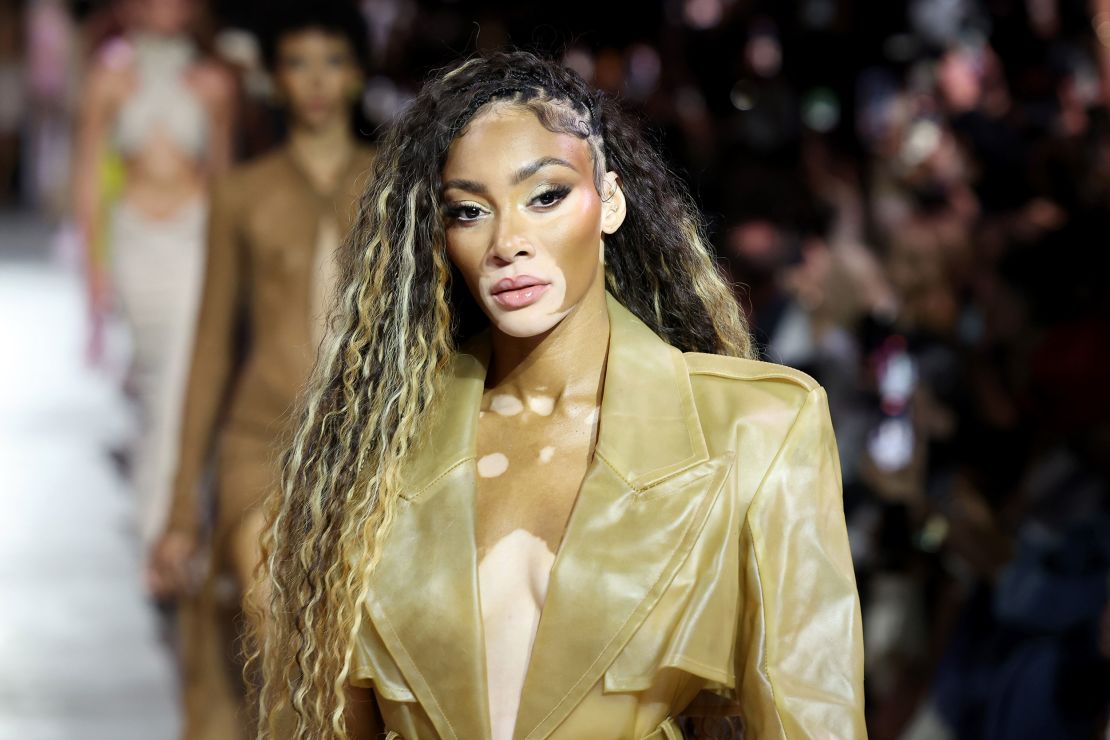 Winnie Harlow walked the runway for LaQuan Smith’s evening show.