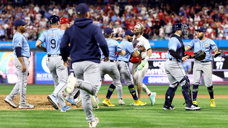 Phillies vs. Rays: Benches cleared between Philadelphia and Tampa Bay after Nick Castellanos was hit by pitch