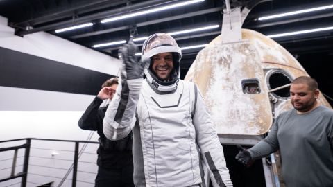 This handout photo provided by SpaceX and Polaris on September 15, 2024 shows Jared Isaacman, Mission Commander, stepping out of the manned Polaris Dawn mission's "Dragon" capsule after it splashed down off the coast of Dry Tortugas, Florida, after completing the first human spaceflight mission by non-government astronauts of the Polaris Program. The SpaceX Polaris Dawn mission, which made history when its crew conducted the first spacewalk by non-government astronauts, splashed down off the coast of Florida early on September 15, 2024. The Dragon spacecraft landed in the ocean at 3:37 am (0737 GMT), a webcast of the splashdown showed, with a recovery team deploying in the pre-dawn darkness to retrieve the capsule and crew. The capsule was lifted from the water and onto the recovery vessel half a hour later. (Photo by Polaris Program / AFP) / XGTY / RESTRICTED TO EDITORIAL USE - MANDATORY CREDIT "AFP PHOTO / SpaceX / Polaris" - NO MARKETING NO ADVERTISING CAMPAIGNS - DISTRIBUTED AS A SERVICE TO CLIENTS (Photo by -/Polaris Program/AFP via Getty Images)