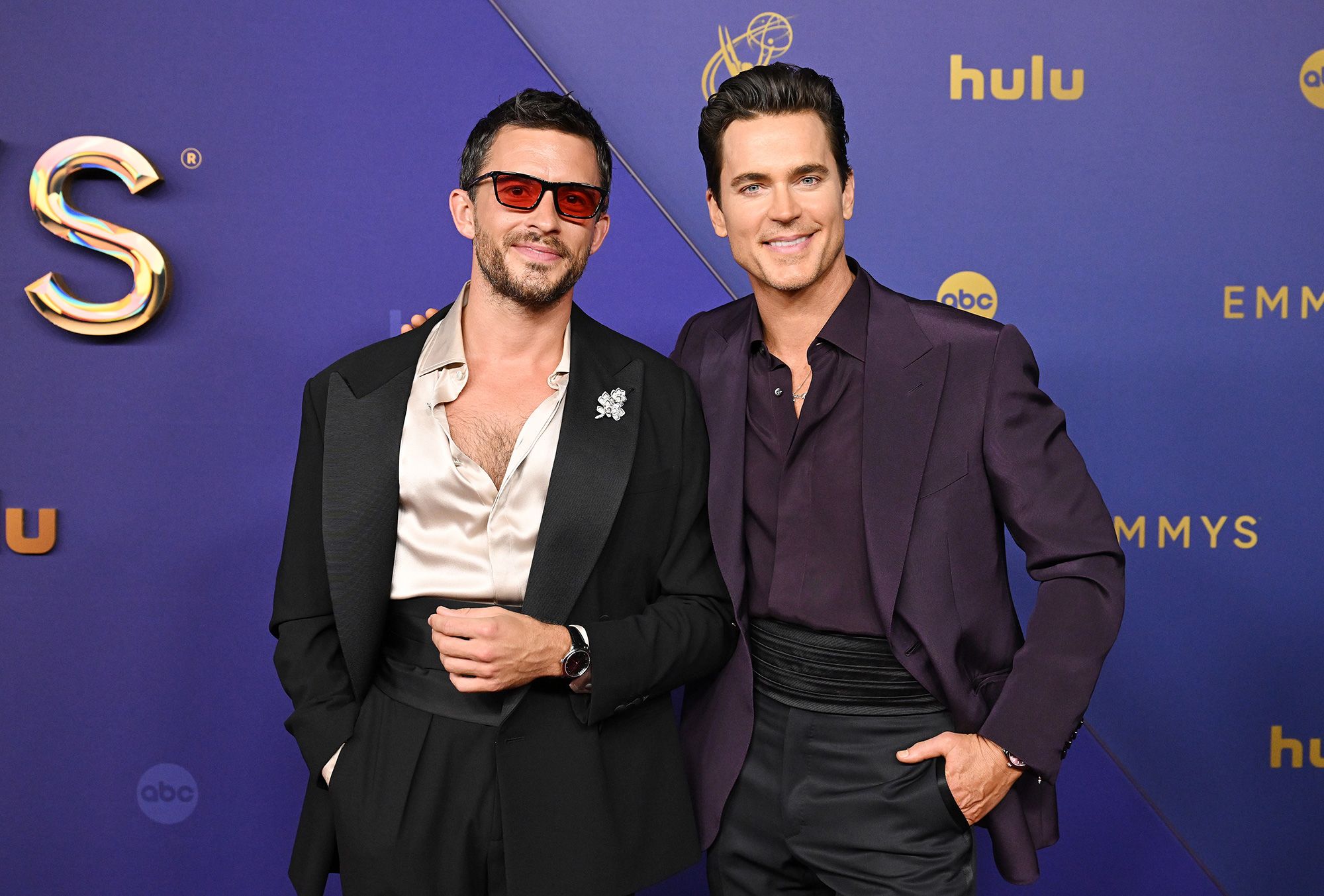 Jonathan Bailey and Matt Bomer at the 76th Primetime Emmy Awards held at Peacock Theater on September 15, 2024 in Los Angeles, California.