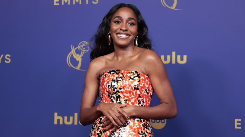 LOS ANGELES, CA - September 15, 2024 -  Ayo Edebiri arriving at the 76th Primetime Emmy Awards at the Peacock Theater on Sunday, September 15, 2024 (Myung J. Chun/ Los Angeles Times via Getty Images)