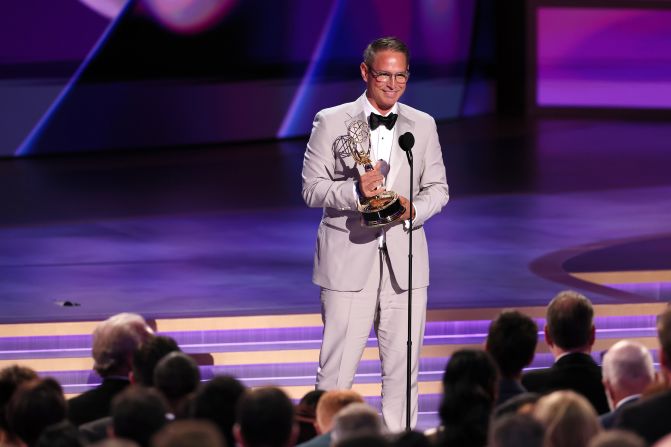 Greg Berlanti gives a speech after winning the Governors Award during the show. Berlanti, a screenwriter, producer and director, was recognized for his significant impact on television and culture by depicting the underrepresented. In his speech, he talked about how he was obsessed with TV growing up: "There wasn't a lot of gay characters on television back then, and I was a closeted gay kid, and it's hard to describe how lonely that was at the time."