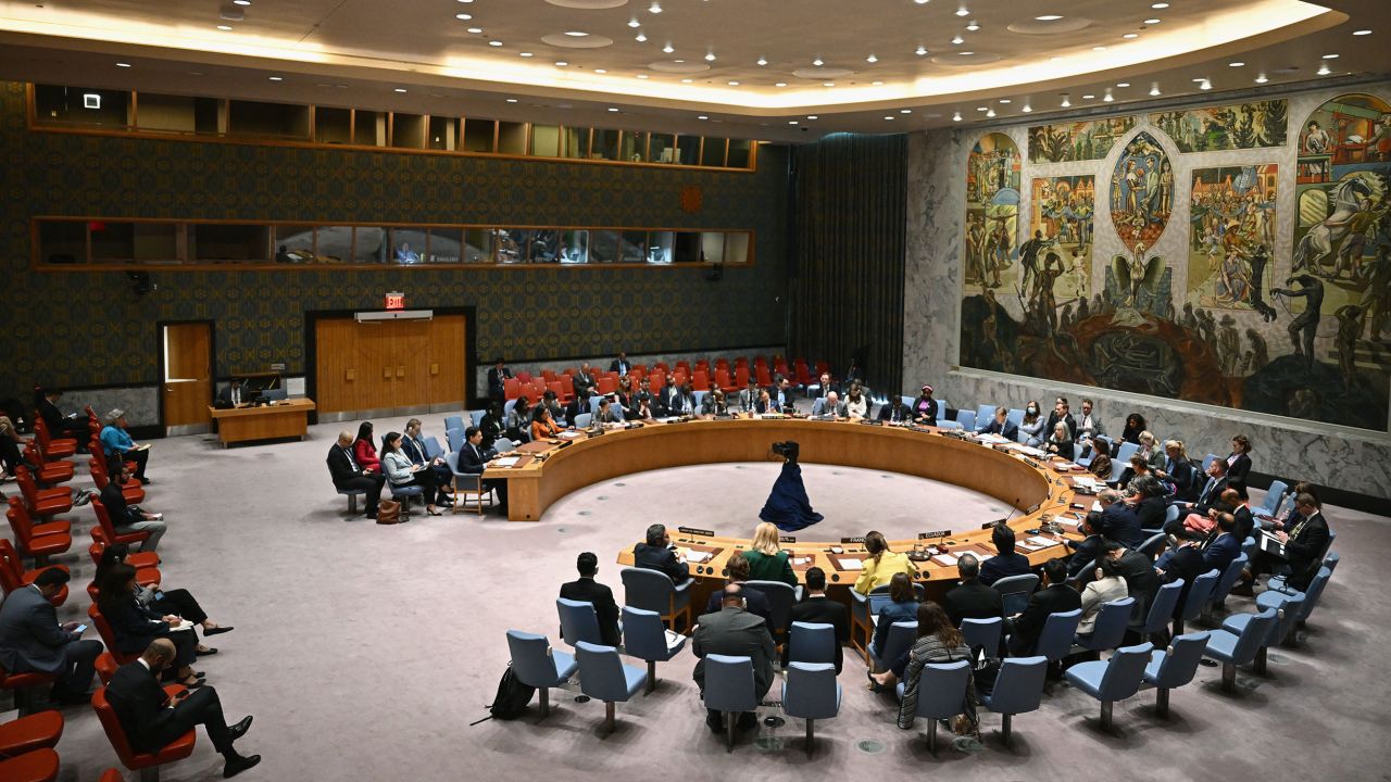 View of the UN Security Council as they meet on the situation in the Middle East, including the Palestinian question at the United Nations headquarters on September 16, 2024 in New York City. (Photo by ANGELA WEISS / AFP) (Photo by ANGELA WEISS/AFP via Getty Images)