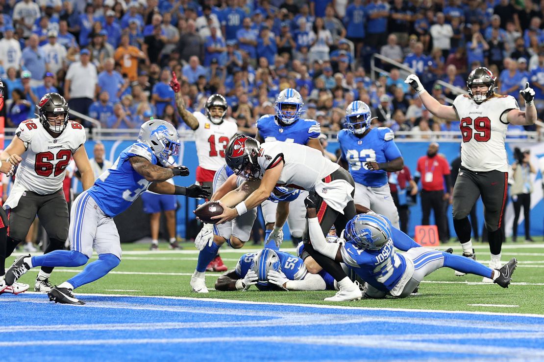 Mayfield scored the game-winning touchdown against the Lions at the end of the third quarter.