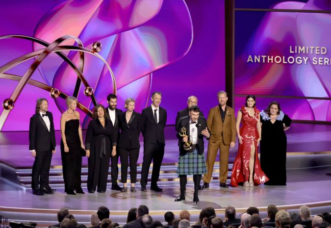 Richard Gadd accepts the Emmy for "Baby Reindeer," <a href="https://www.cnn.com/entertainment/live-news/emmy-awards-levy-09-15-24#h_6e4d9a8748c3adc93c4914d58d066815">which won the award for outstanding limited series, anthology or TV movie</a>. Gadd also won acting and writing Emmys earlier in the night. The show is a dramatized version of real events that happened to him.