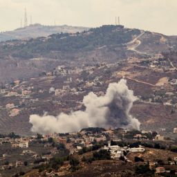 Smoke billows from the site of an Israeli airstrike on Kfar Kila, Lebanon, on September 20.