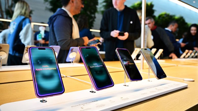 Apple iPhone 16 models on display on September 20, 2024 at the Apple Store at The Grove in Los Angeles.
