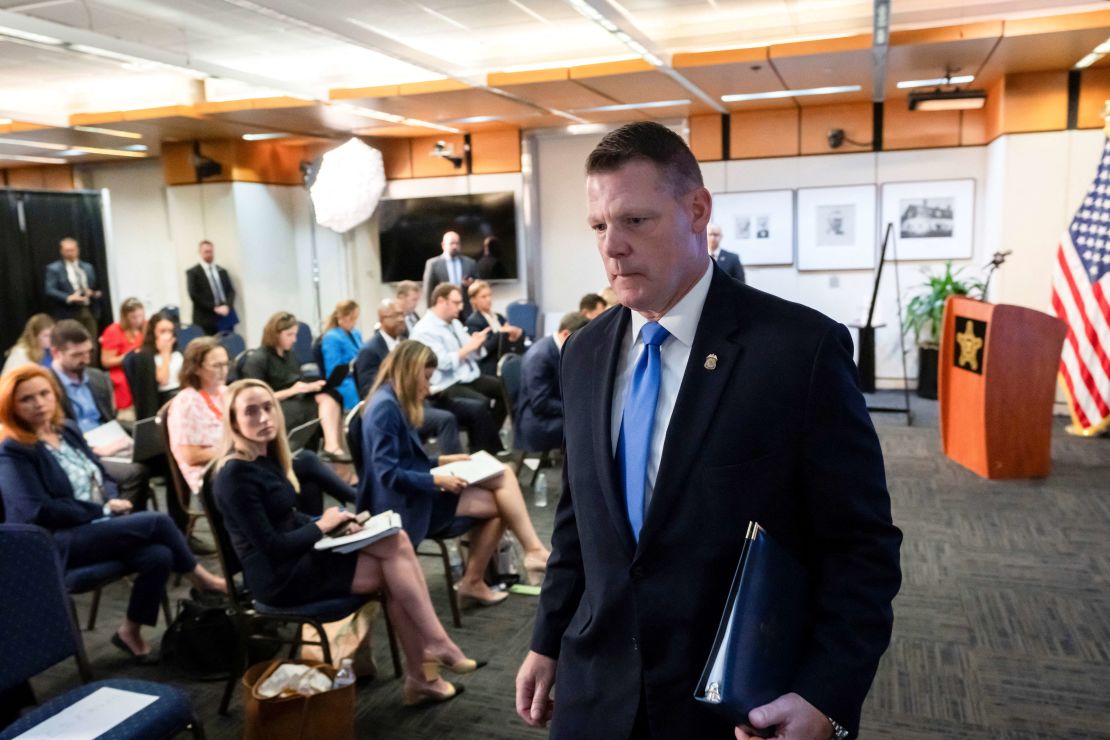 US Secret Service acting Director Ronald Rowe leaves after holding a press conference in Washington, DC, on September 20, 2024.