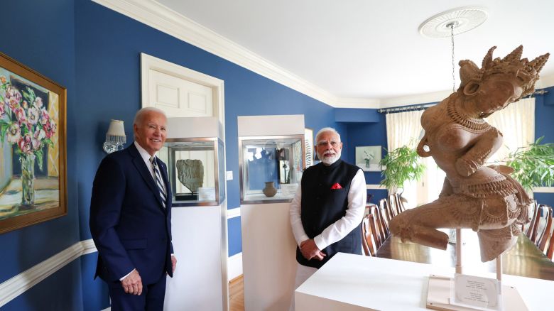 Indian Prime Minister Narendra Modi in a bilateral meeting with President Joe Biden in Greenville, Delaware on September 21, 2024.