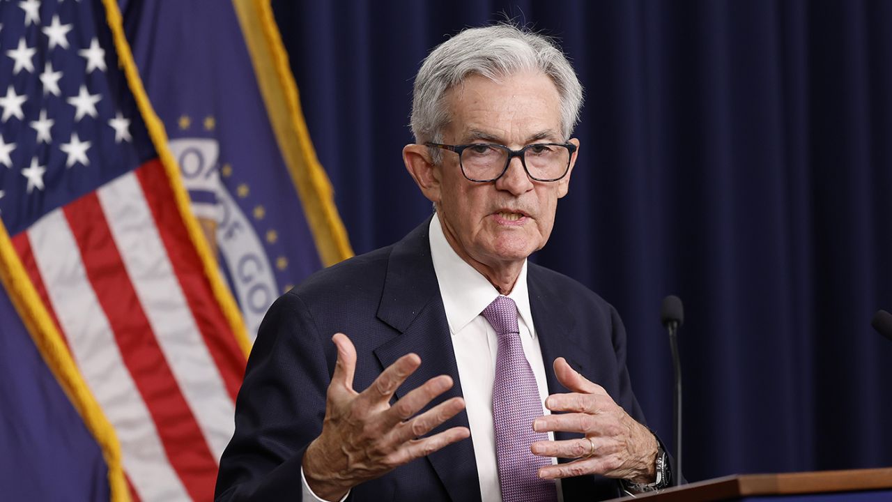 Federal Reserve Chairman Jerome Powell speaks during a news conference following the September meeting of the Federal Open Market Committee at the William McChesney Martin Jr. Federal Reserve Board Building on September 18, 2024 in Washington, DC. The Federal Reserve announced today that they will cut the central bank’s benchmark interest rate by 50 basis points to a new range of 4.75%-5%.